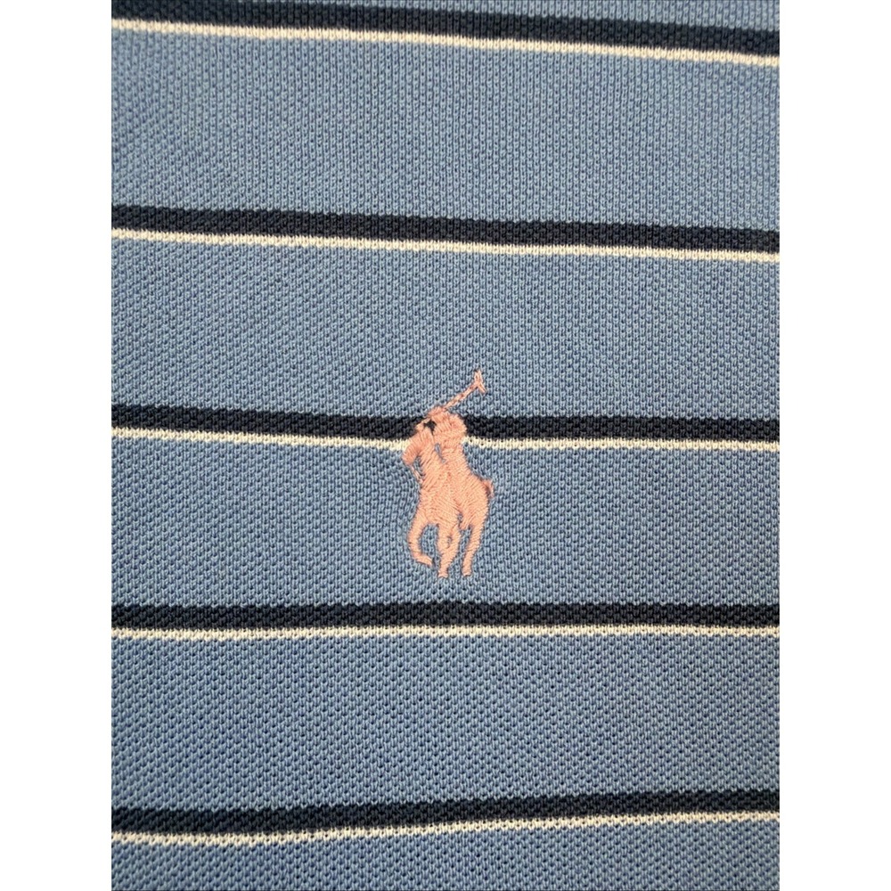 Polo by Ralph Lauren Men's Shirt XL Blue Striped Preppy Pink Pony Golf Casual‎ - Picture 6 of 9